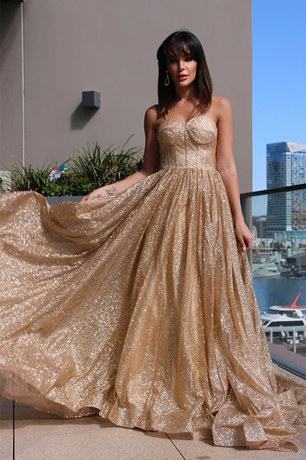 Classic Spaghetti-Straps Sequins Long Evening Dress On Sale - lulusllly