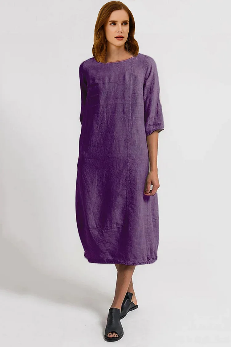 Crew Neck Women Plus Size Dresses Daytime Solid Dresses