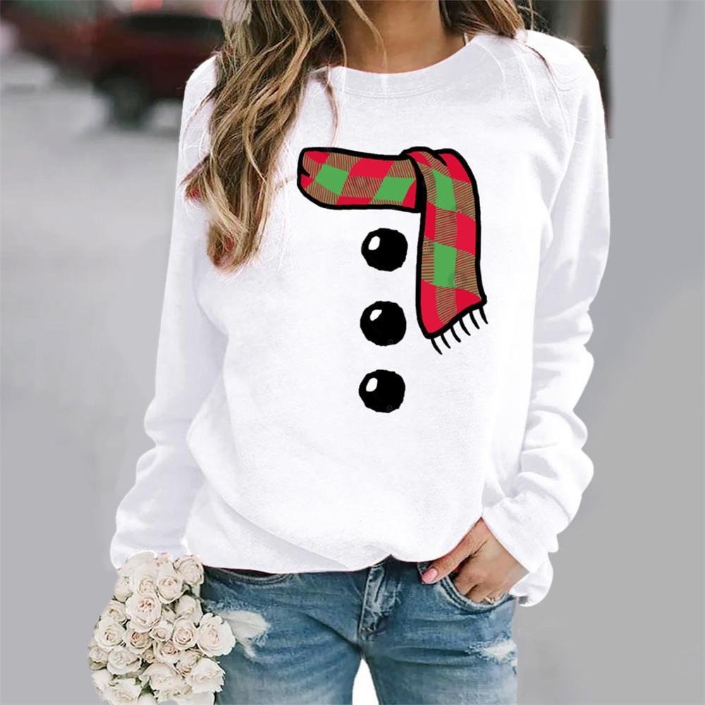 Women's Christmas Crew Neck Printed Long Sleeve