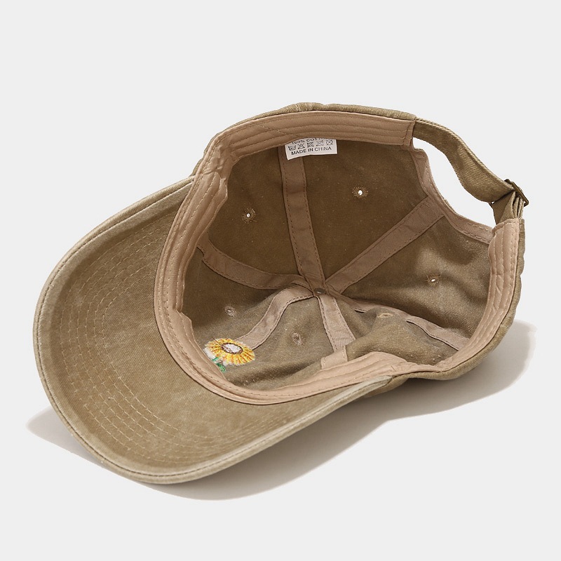 Vintage Washed Sunflower Embroidered Hat