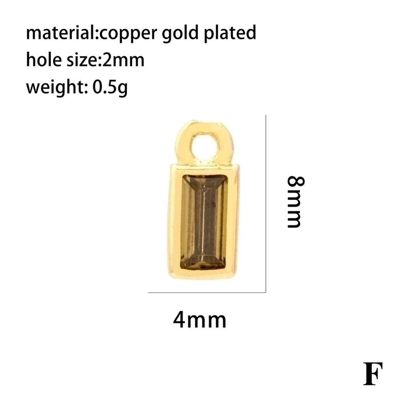 Casual Minimalist Round Rectangle Copper Plating Inlay Zircon 18k Gold Plated Charms