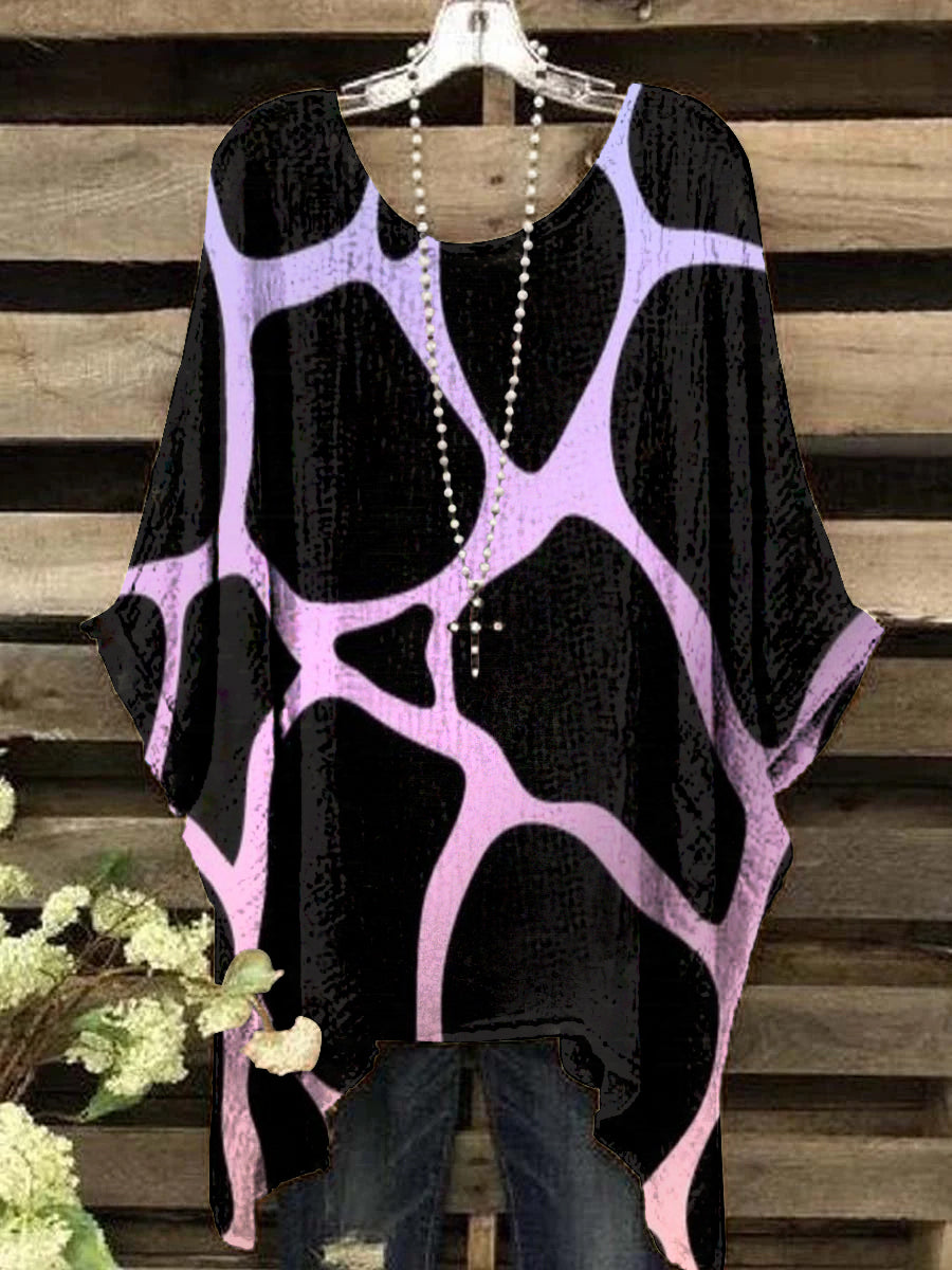 Women's Vintage Giraffe Pattern Round Neck Top