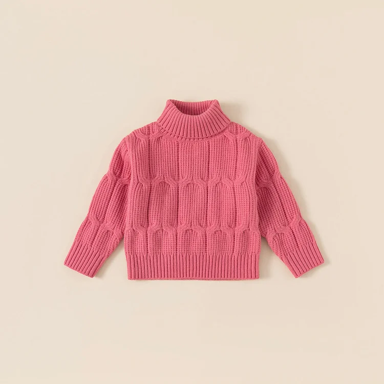 Toddler Solid Color High Collar Knitted Sweater