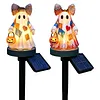 Resin Lighted Vintage Patchwork Ghost with Floral Bow and Pumpkin Lights LED Lighted Patchwork Ghost Decor Halloween Patchworks Ghosts Lamp for Mantel Shelf Entryway Porch