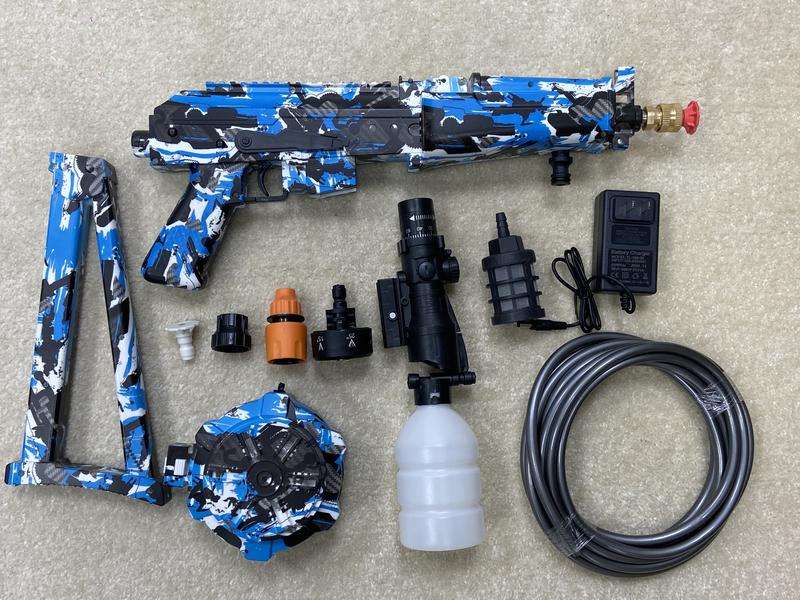 Product Introduction of 【Deals For You Days】Mr IRONSTONE High Pressure Washer Gun with 3/8'' Quick Connector. Swivel Car Washer Gun Toy with 5 Pressure Washer Nozzle Tips & charing Station & Filter. Men's Gift. Father's Day Gift 25