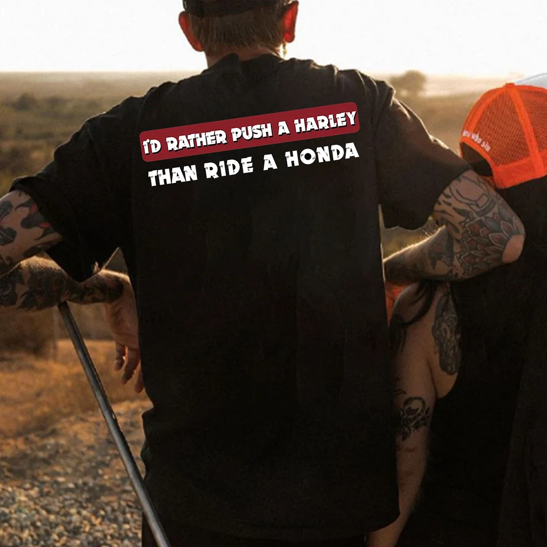 I'D RATHER PUSH A HAPLEY Black Print T-Shirt