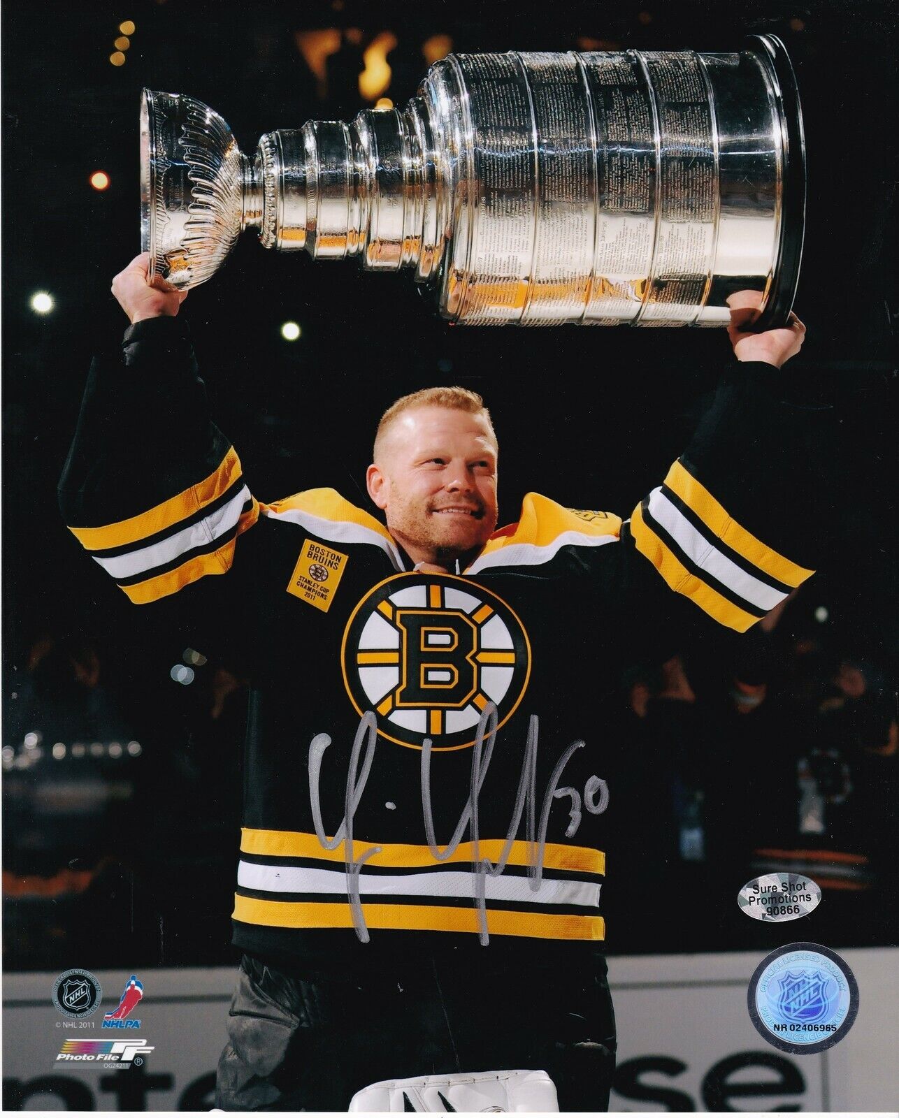 TIM THOMAS BOSTON BRUINS ACTION SIGNED 8x10