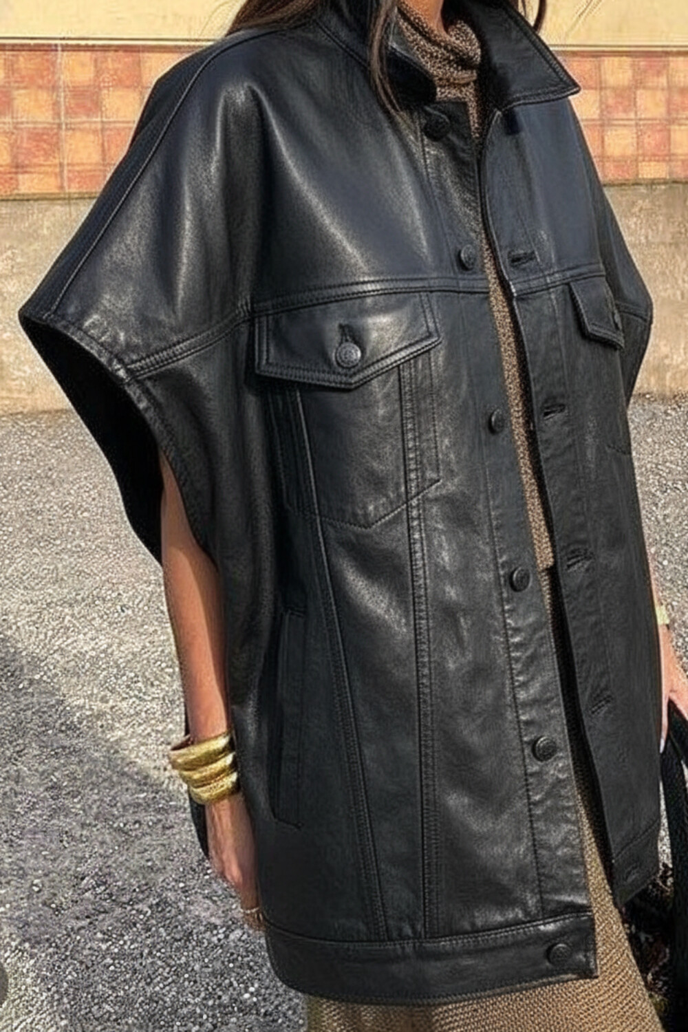 Xpluswear Design Plus Size Daily Black Waistcoat Casual PU Leather ...