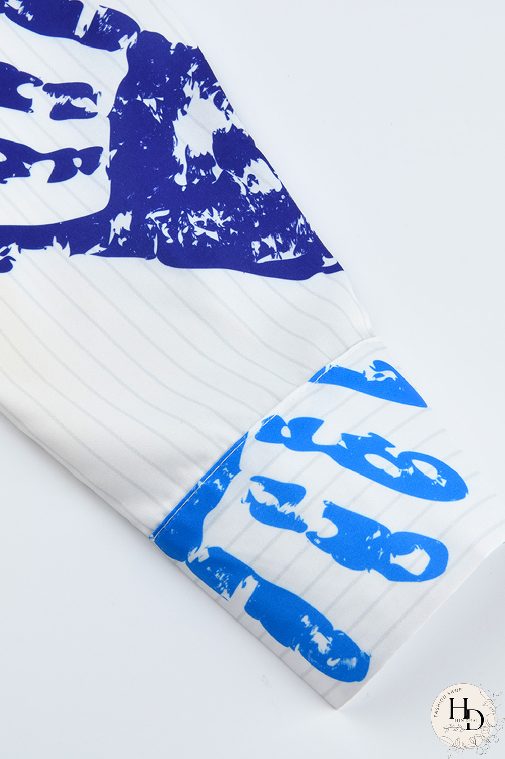 White Casual Print Patchwork Turndown Collar Tops