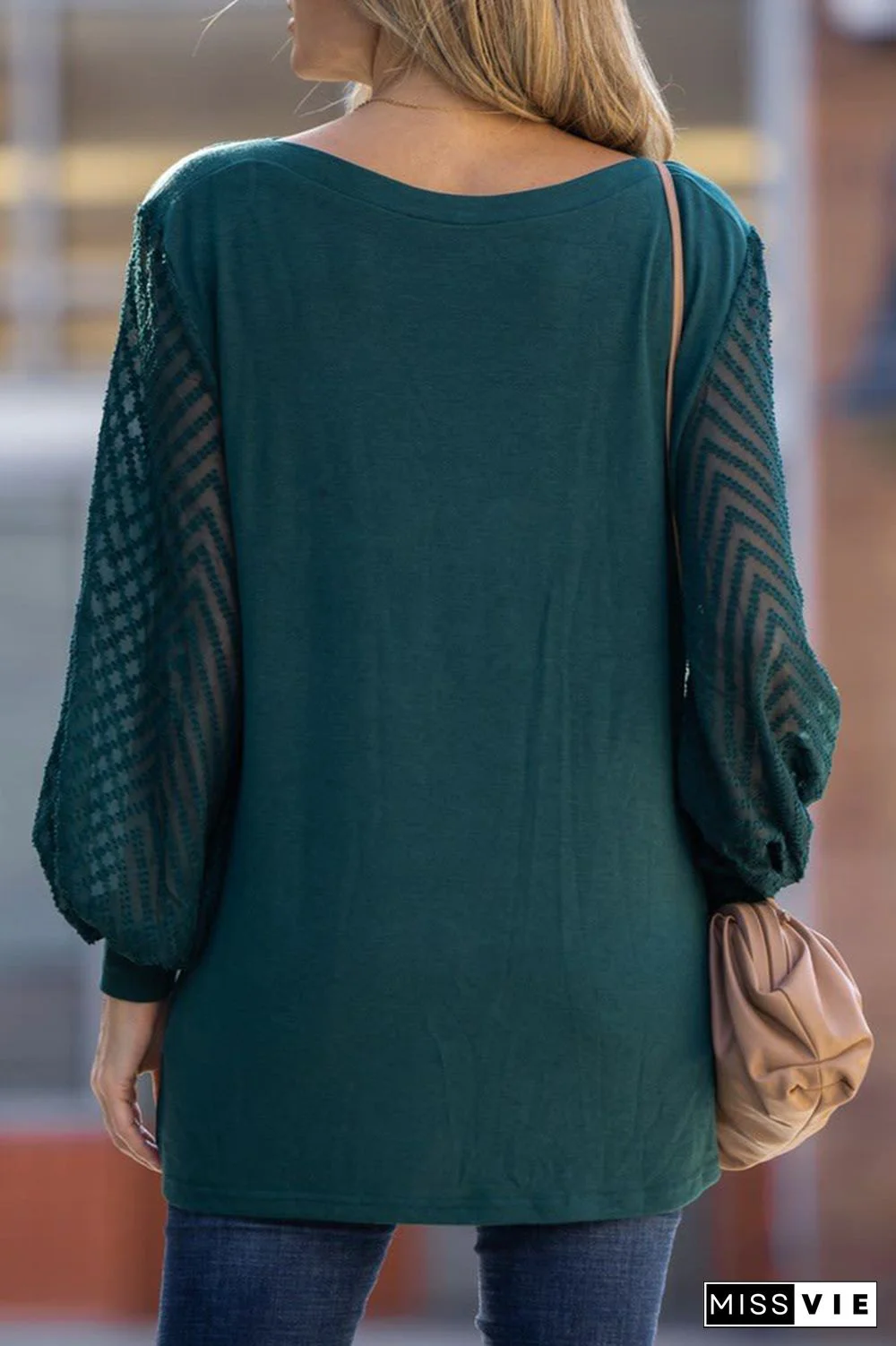 Fashion Solid Split Joint O Neck Tops