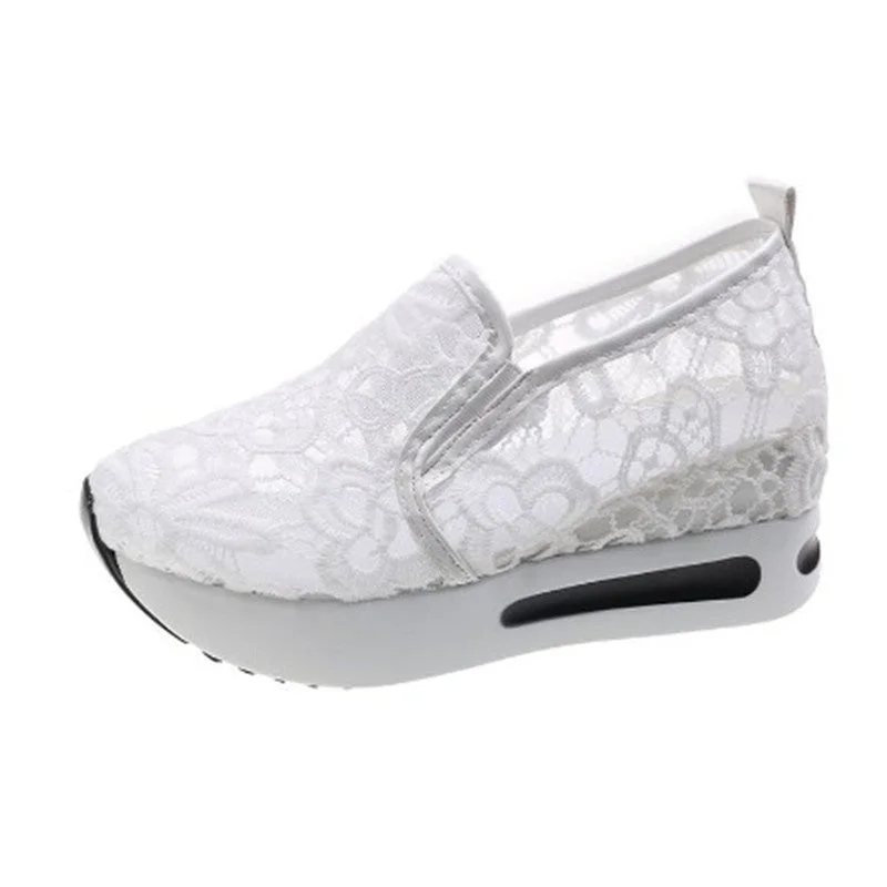 Women Floral Embroidery Breathable Sheer Mesh Sneakers Shoes