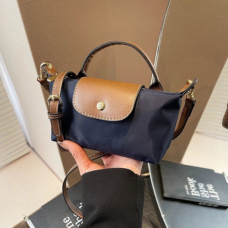 Women’s Small Nylon Solid Color Basic Classic Style Sewing Thread Square Magnetic Buckle Crossbody Bag