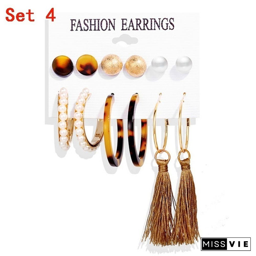 Styles New Tassel Acrylic Earrings For Women Bohemian Set Big Geometric Drop Earring