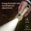 Super Bright Flashlight USB Charging 150LM Mini Camping Light for Hiking (Khaki)