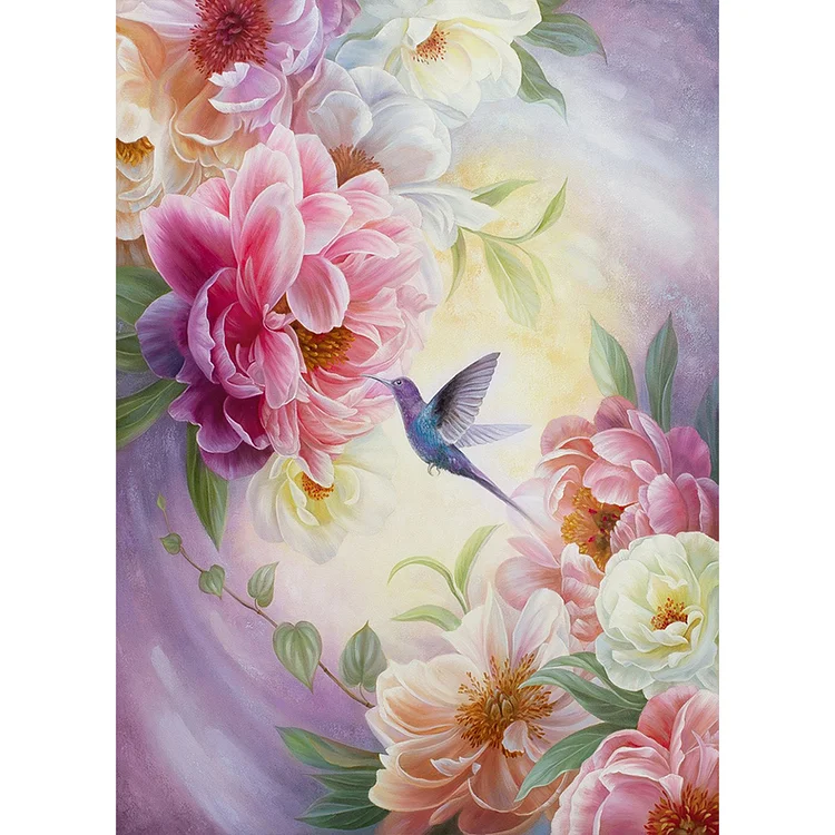 Hummingbird Under Flower - Printed Cross Stitch 11CT 40*50CM