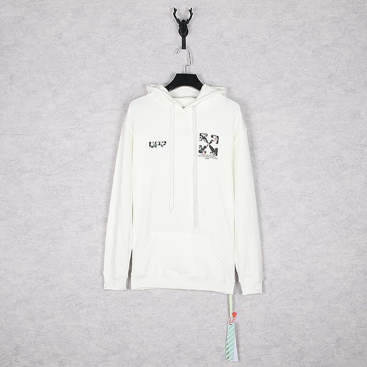Off White Winter Hoodie Ow Autumn and Winter Loose Stitching Arrow Hooded Sweater Men and Women Couple Long Sleeve Owt