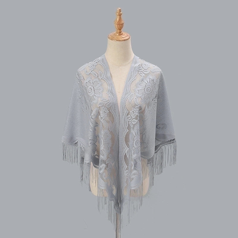 Women’s Sweet Solid Color Polyester Lace Silk Scarf