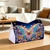 Shining Butterfly DIY PULeather Diamond Painting Tissue Box for Adults Beginners Gem Art Painting Napkin Holder for Living Room Bedroom Bathroom Table Decor