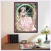 Pink Flower Girl  | Full Round Diamond Painting Kits