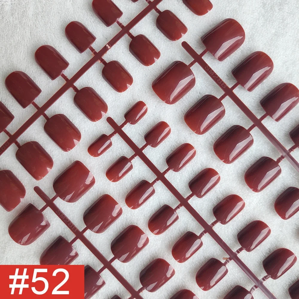 4 Sets/lot Mixed Colors False Nail Tips Short Full Cover Square Fake Nails Comfortable Multicolor Press On Nails Nail DIY-Nail Inspo