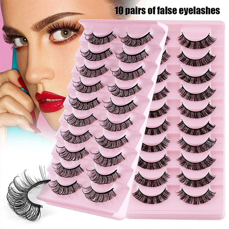 Aprileye 10 pairs of European and American false eyelashes DD thick curvature one piece Russian volume eyelashes three-dimensional eyelashes