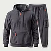 Men's 2 Pieces Sweatsuit Quarter-Zip Hoodie and Cargo Joggers Tracksuit Set by Inlyline