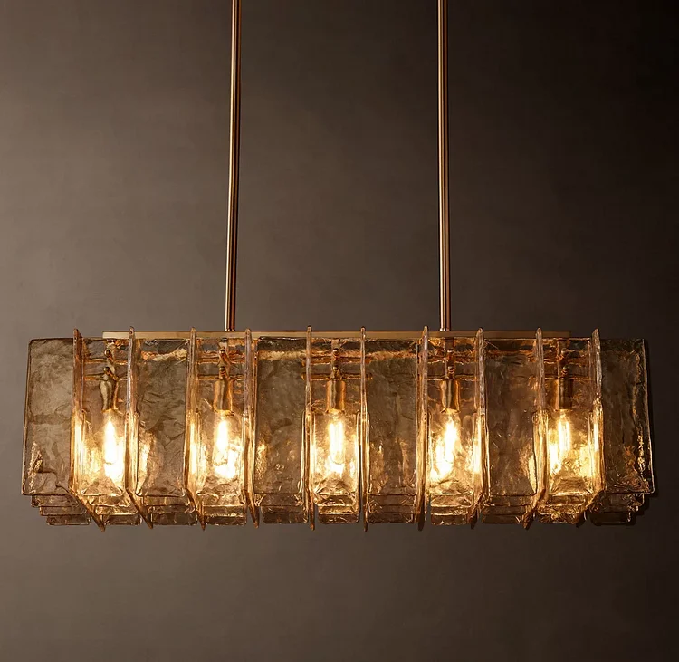 Lattice Smoke Glass Rectangular Chandelier Vjlight