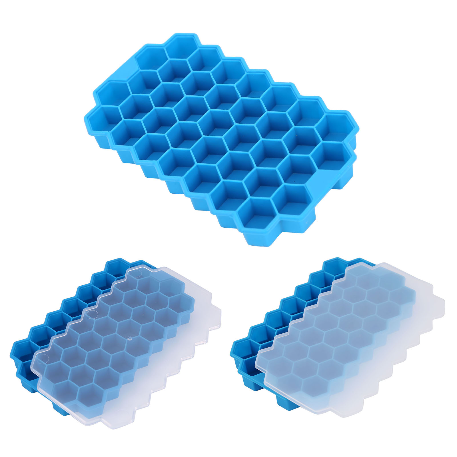 

Ice Cube Tray, 37 Cavities, Reusable Silicone Ice Maker Molds, Stackable, No cover, 501 Original