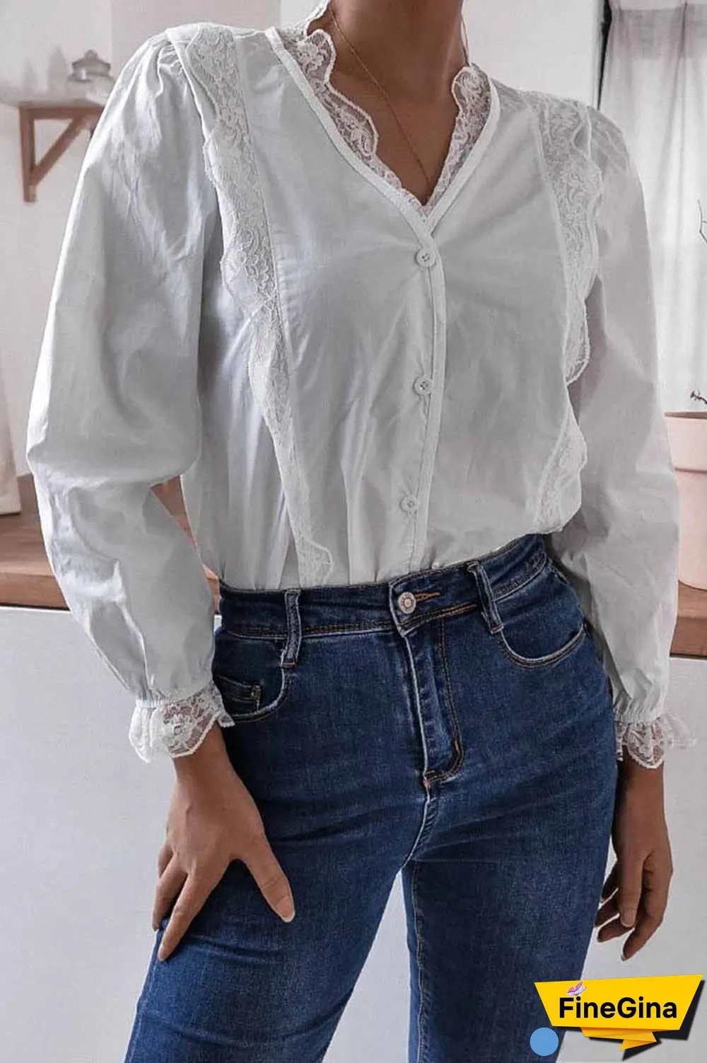 Long Sleeve Flared Sleeve Solid Color Shirt Tops