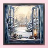 Snow Scene Outside The Window - 11CT Stamped Cross Stitch - 50*50cm