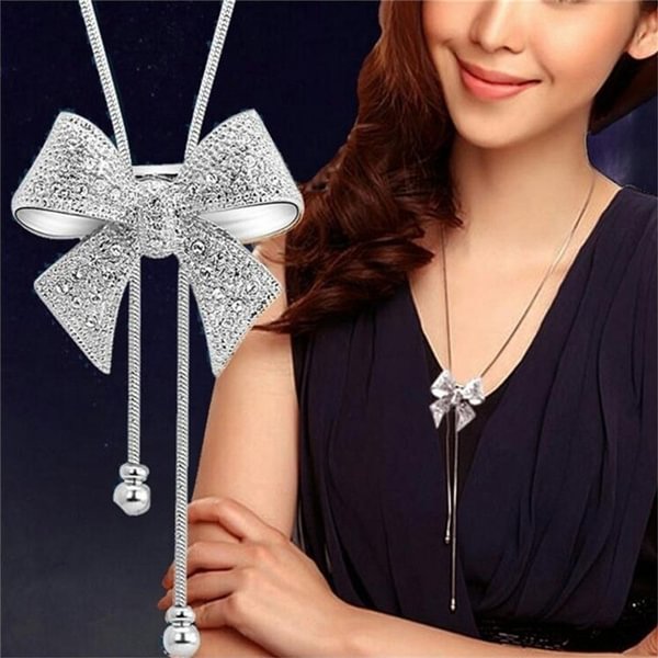 Accessories Jewelry Bow Pendant Necklace Sweater Chain - Shop Trendy Women's Fashion | TeeYours