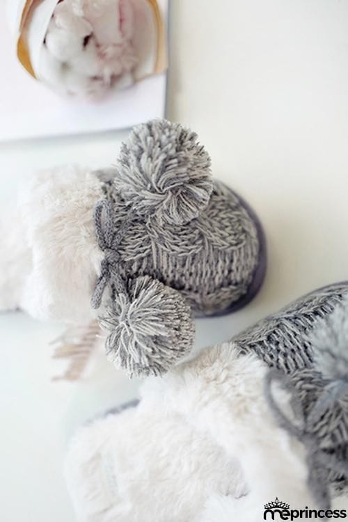 Pom Pom Crochet Fuzzy Slipper