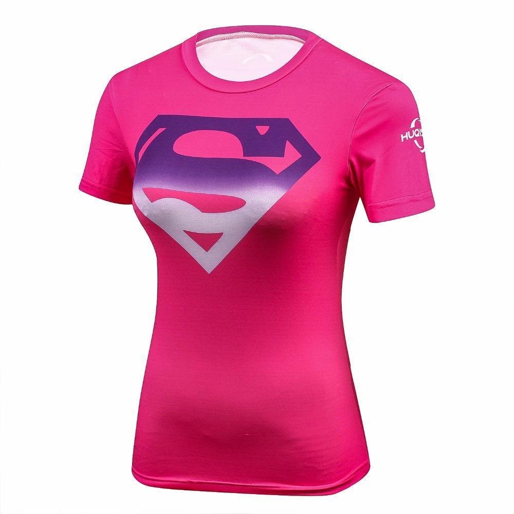 Fitness compression T-shirt - Supergirl Pink-elleschic