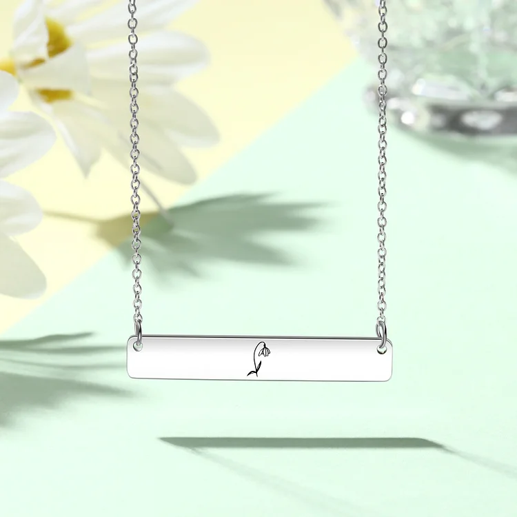 Personalized Birth Flower Necklace Custom 1 Flower Bar Necklace for Her