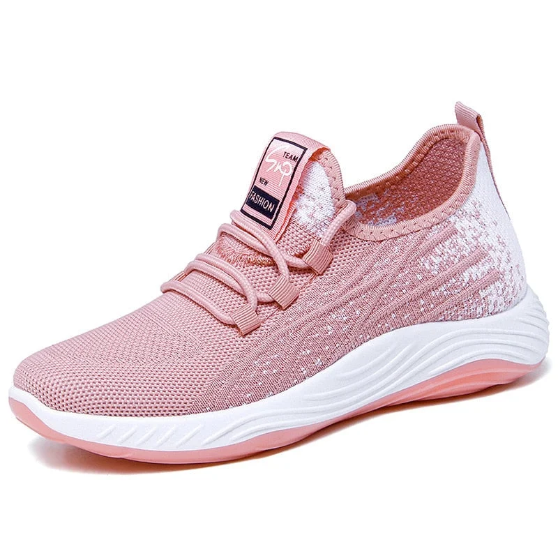 2021 New Women's Sneakers Spring and Summer Flying Woven Breathable Casual Running Shoes Ladies Outdoor Soft Bottom Trend Shoes