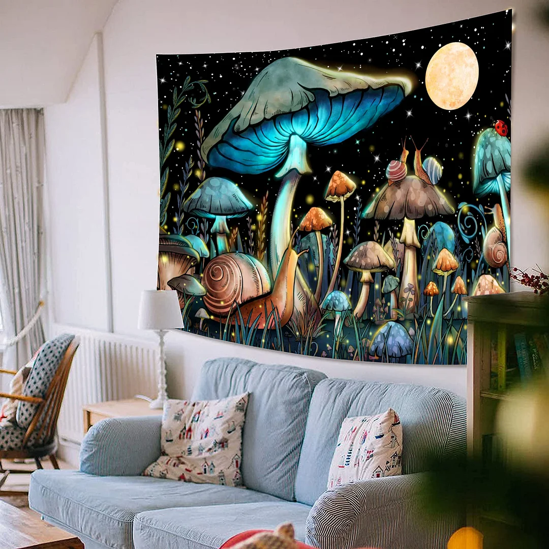 STARRY PSYCHEDELIC MUSHROOM WALL TAPESTRY