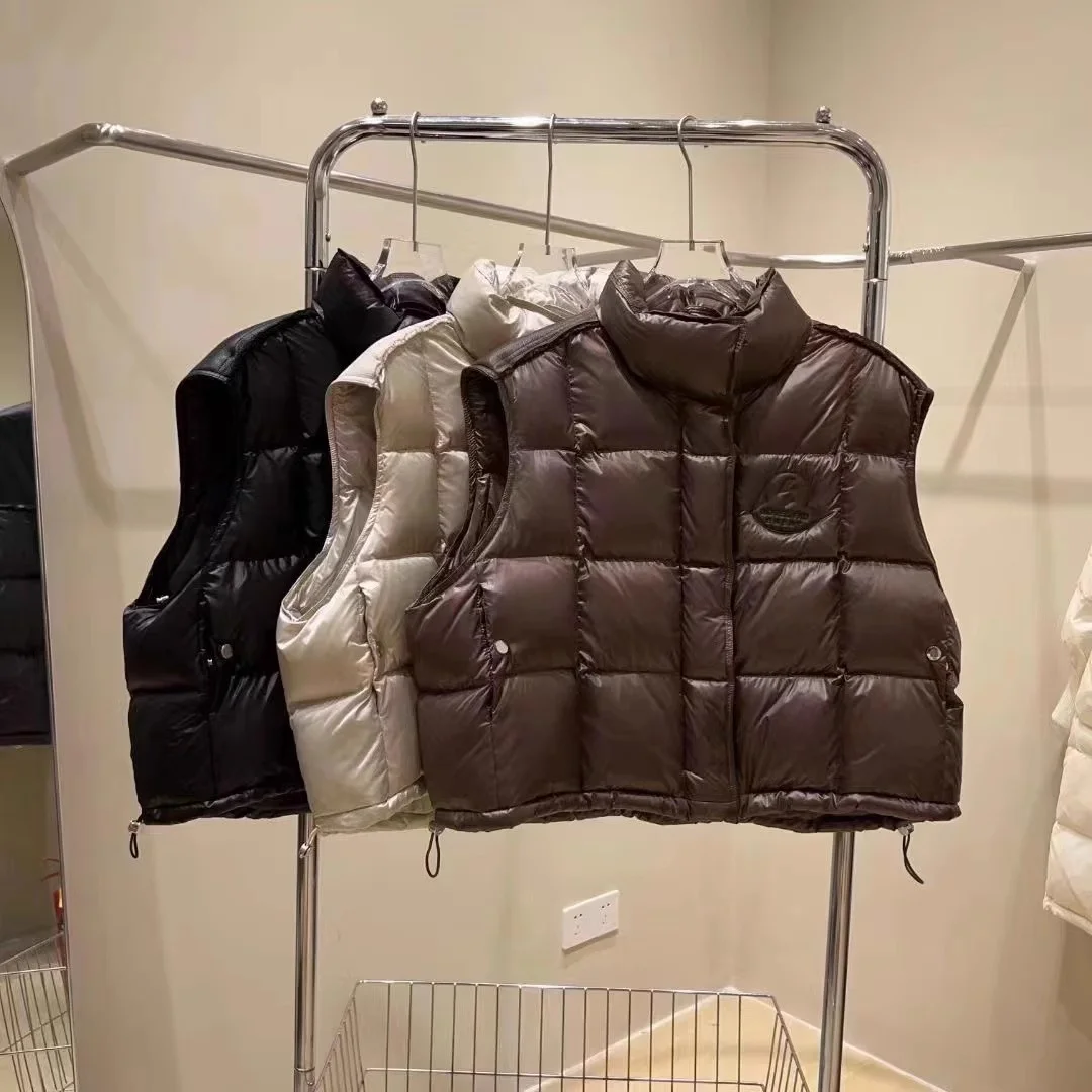 Toloer European Goods Trend Down Vest Female 2024 Winter New Fashion Splicing Loose Stand Collar Show Thin Warm Outside Wear Vest-Outfit Ideas