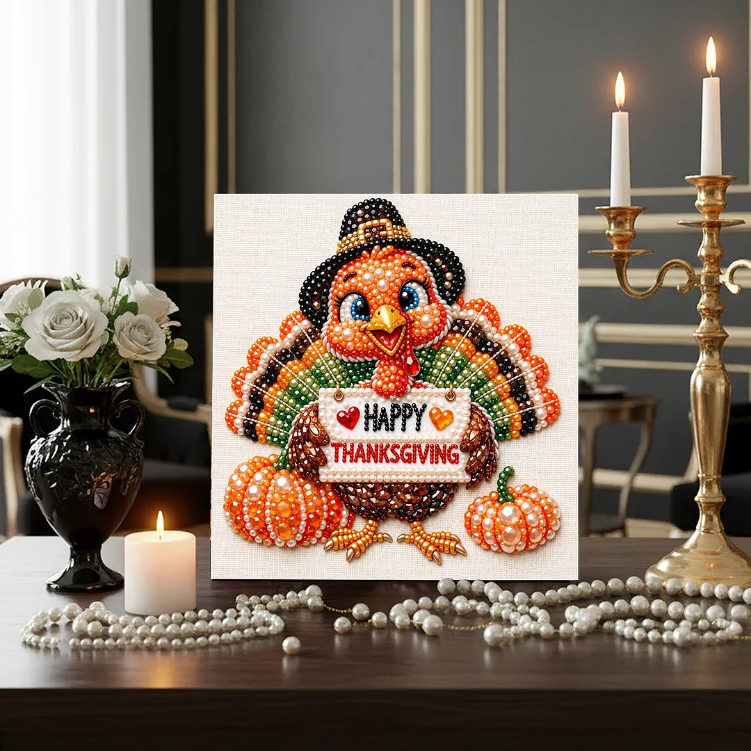 Framed Pearl Painting Kit Thanksgiving Wall Art 7.87x7.87in