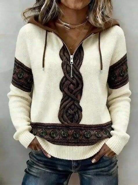 Women'S Casual Hooded Sweater With Unique Print 