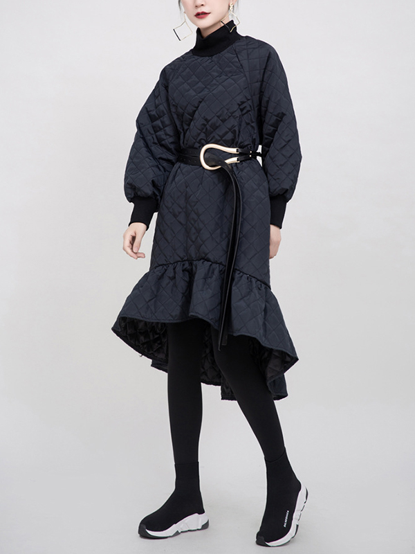 Loose Long Sleeves Ruffled Mermaid Midi Dress