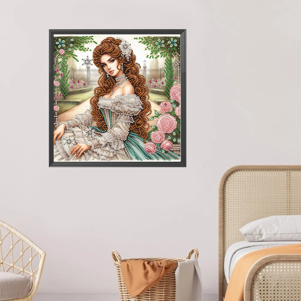 Diamond Painting - Partial Special Shaped Drill - Garden Lady(Canvas|30*30cm)