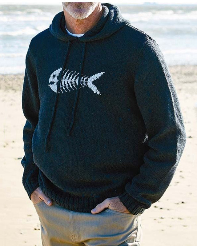 Men's Long-Sleeved Pullover Hooded Knitted Sweater