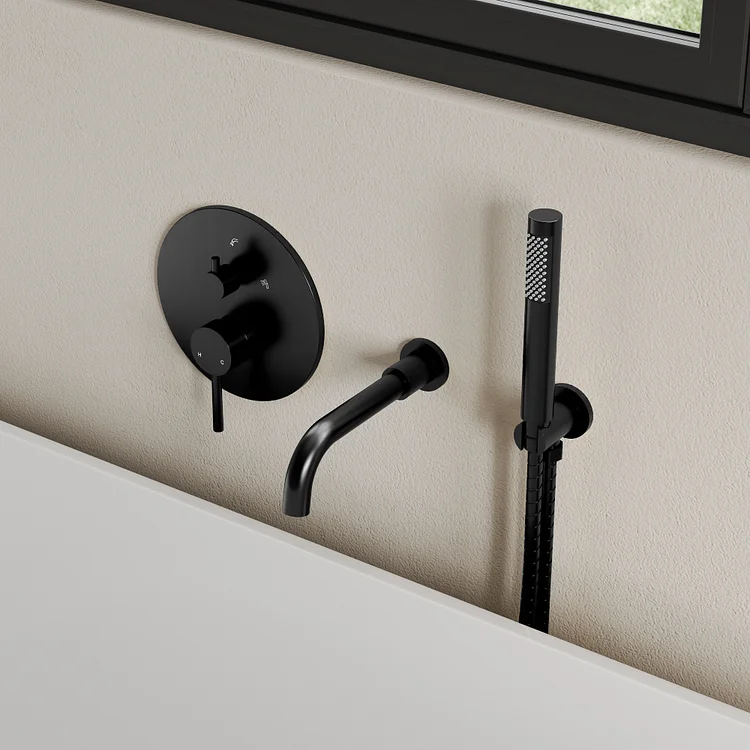 EVERSTEIN WALL MOUNTED ROMAN TUB FAUCET WITH HAND SHOWER