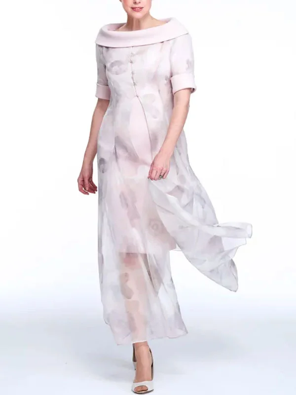 Vintage print chiffon ladies dress set