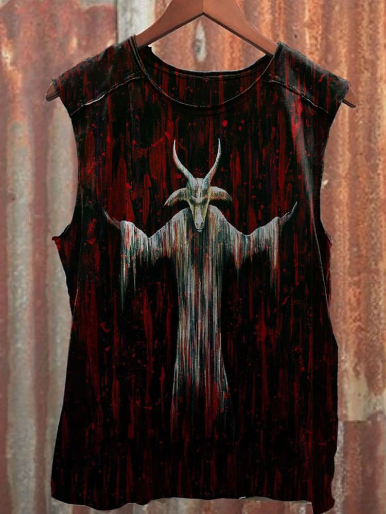 Unisex Retro Crimson Bull Head Printed Casual Vest / Rvogue / Rvogue