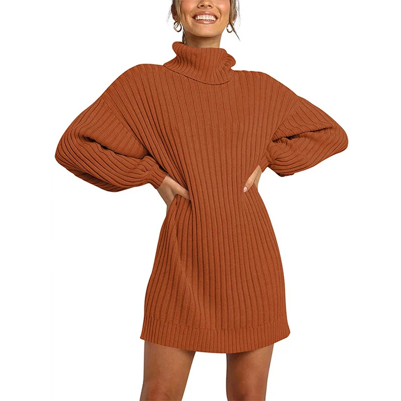 Wongn Wongn And Winter New Women's Turtleneck Medium Long Sweater Sweater Dress