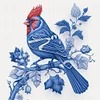 Blue And White Porcelain-Cardinal-14CT Stamped Cross Stitch 40*40cm/15.75*15.75in tapestrymarket