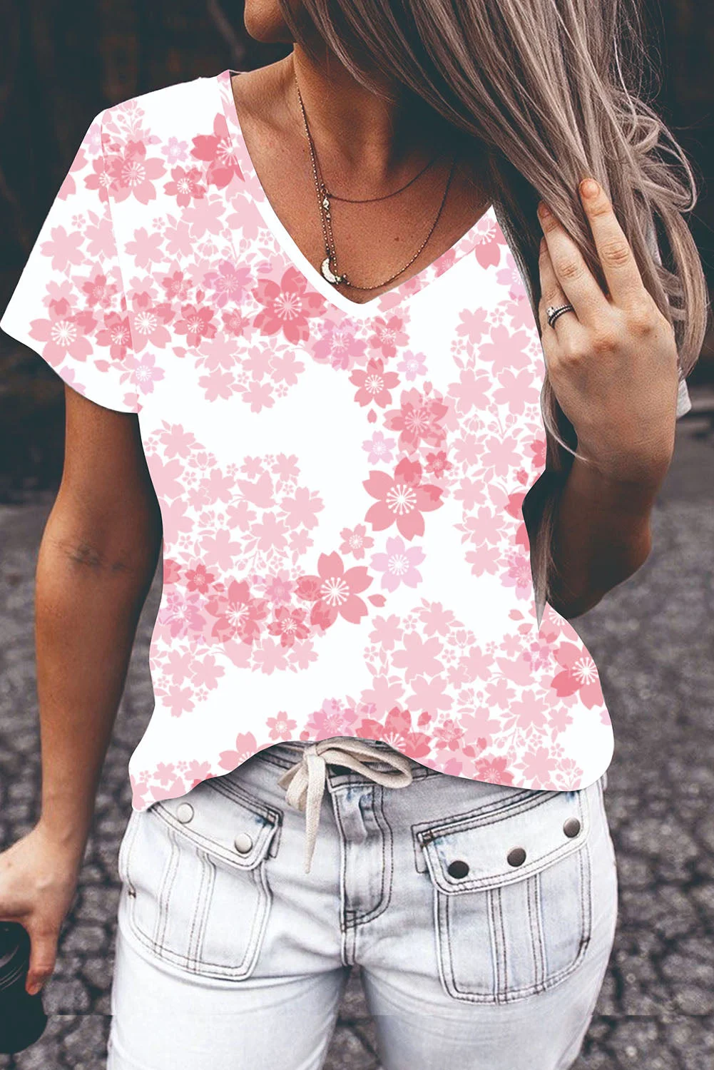 Pink Cherry Blossoms Floral T-Shirts