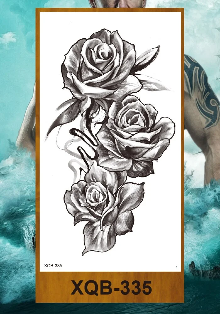 Temporary Tattoo Stickers Women Girl Arm Buttocks Chest Art Fake Tatoo Flowers Chain Body Makeup Waterproof Lily Chrysanthemum