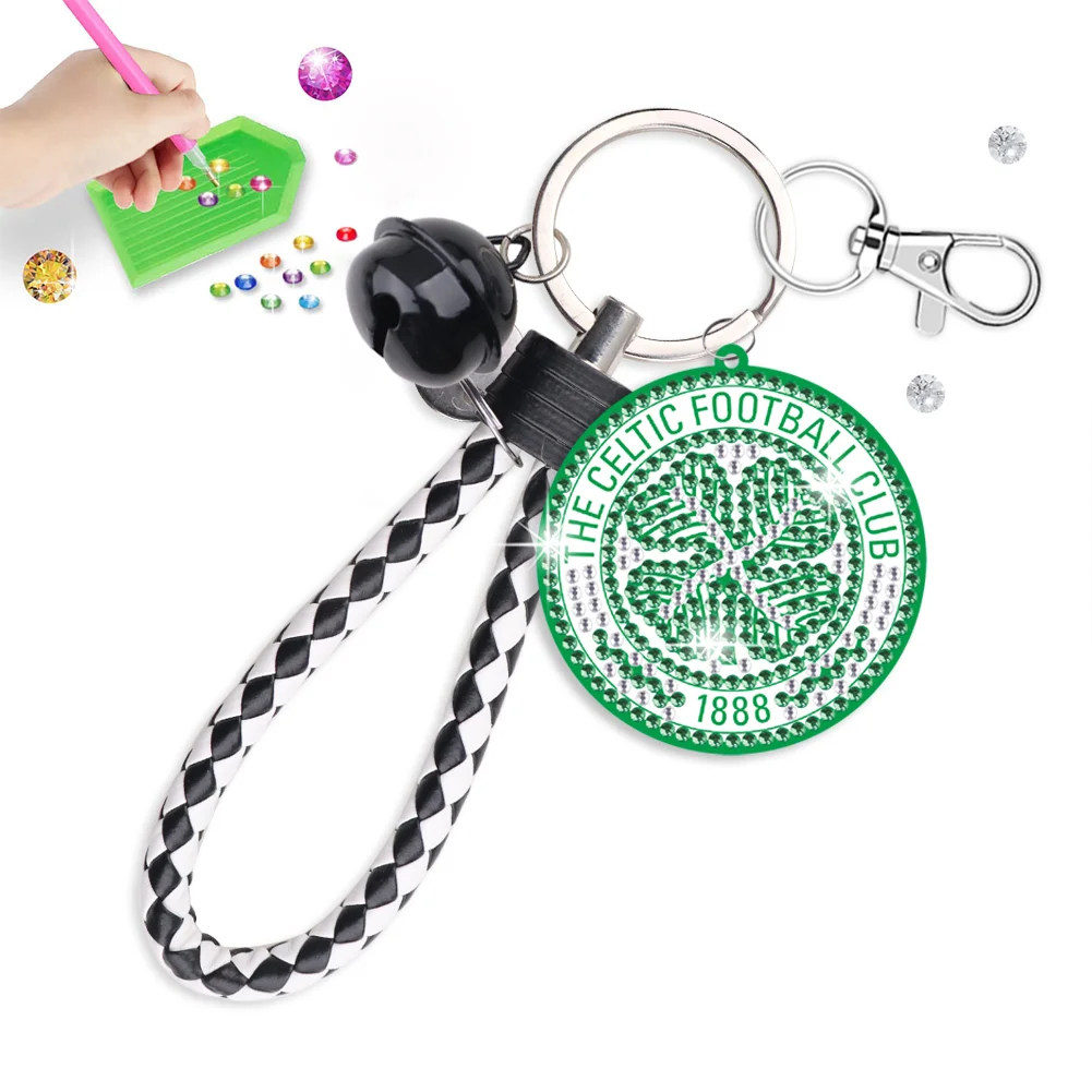 【Upgrade】DIY Celtic F.C. Logo Double Sided Rhinestone Painting Keychain Pendant for Adult